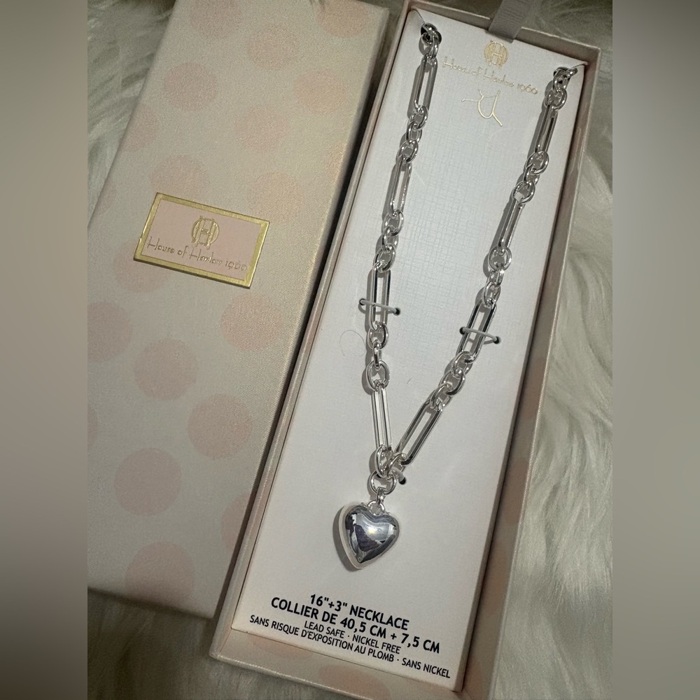 NWT House of Harlow 1960 Silver Heart Chain